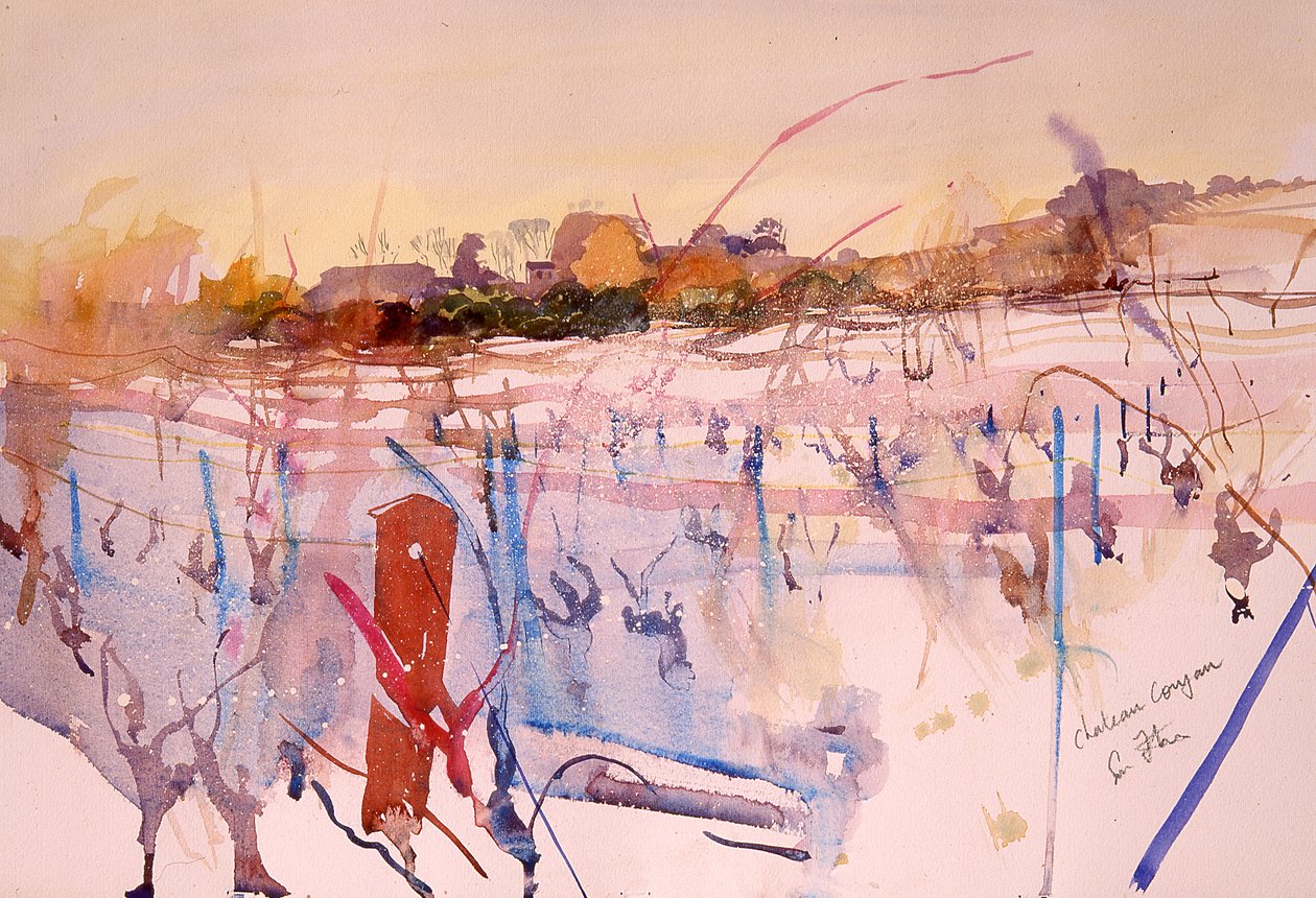Château Coujan, hiver, 2004 (aquarelle) - Simon Fletcher