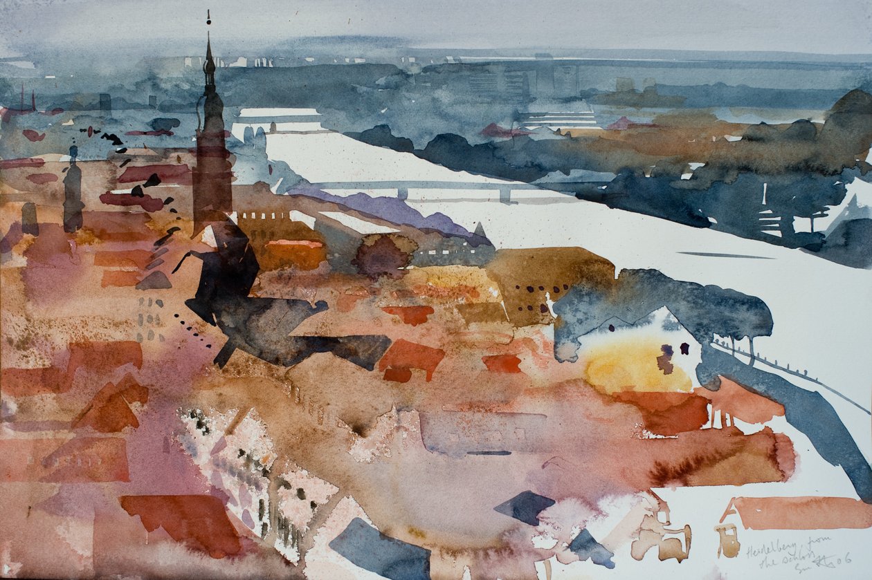 Heidelberg depuis le château, 2006 (aquarelle) - Simon Fletcher