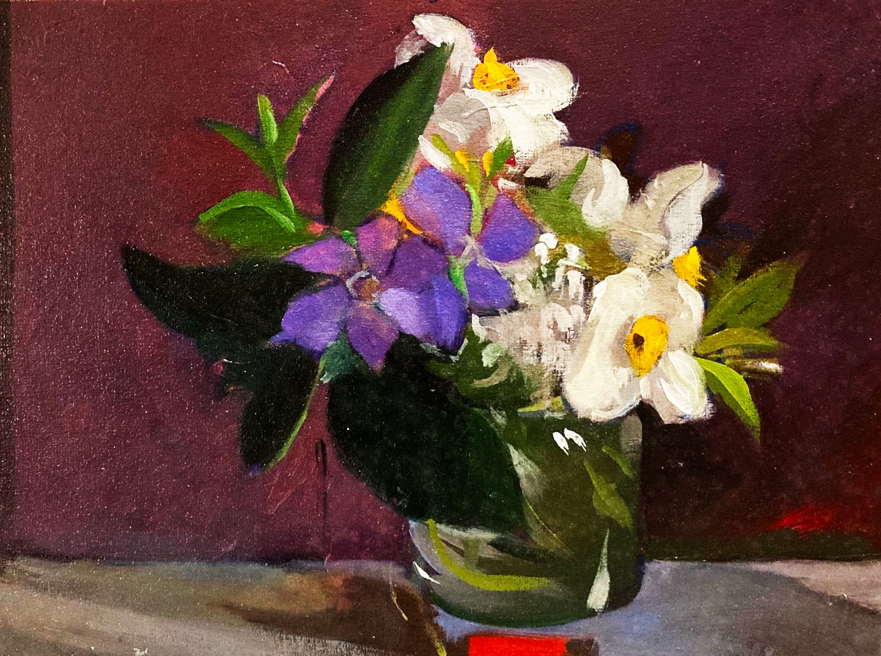 Les fleurs de Julie (huile sur toile sur panneau) - Simon Fletcher