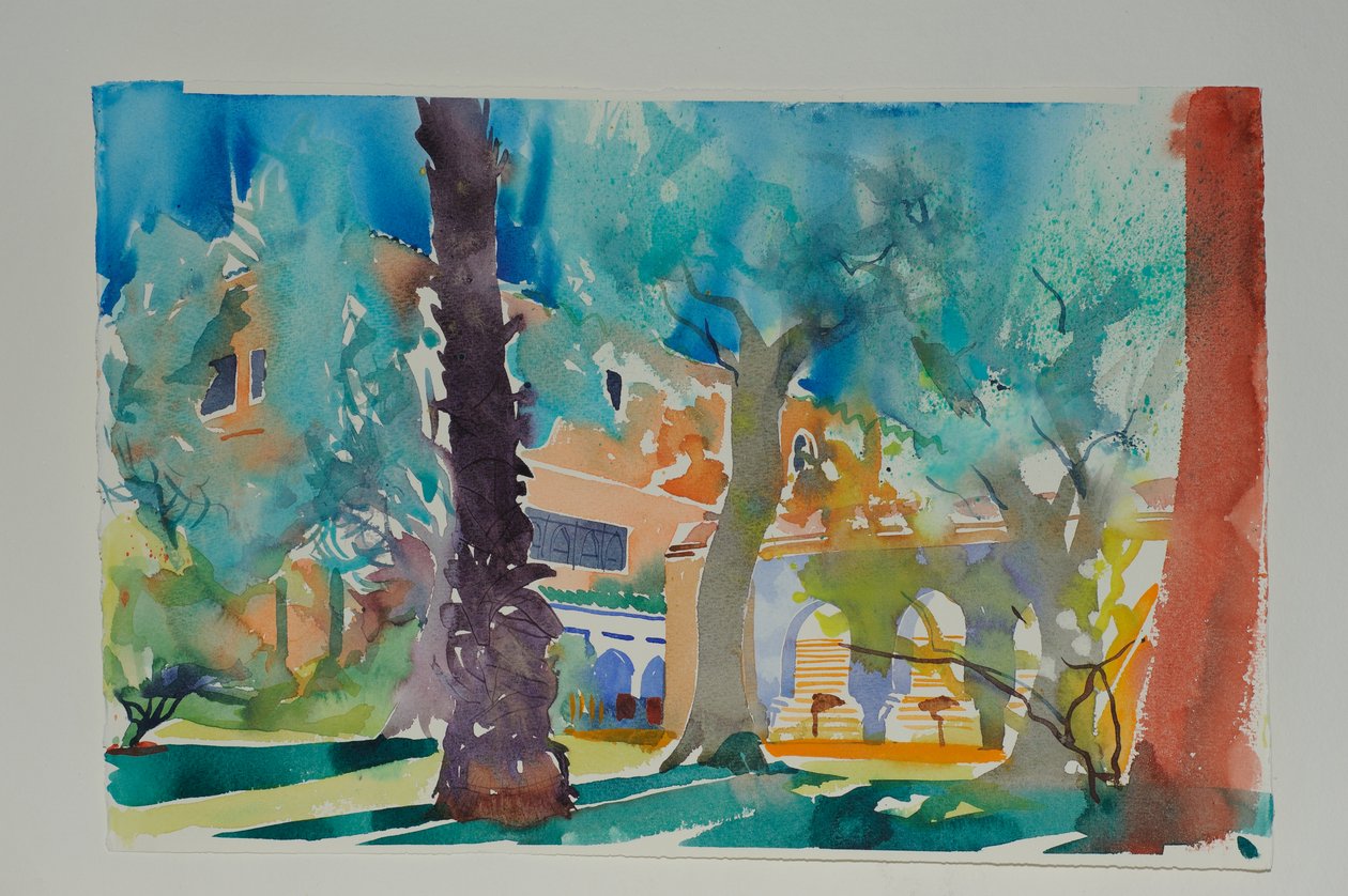 Terrasse de la Mamounia, 2010 (aquarelle sur papier) - Simon Fletcher