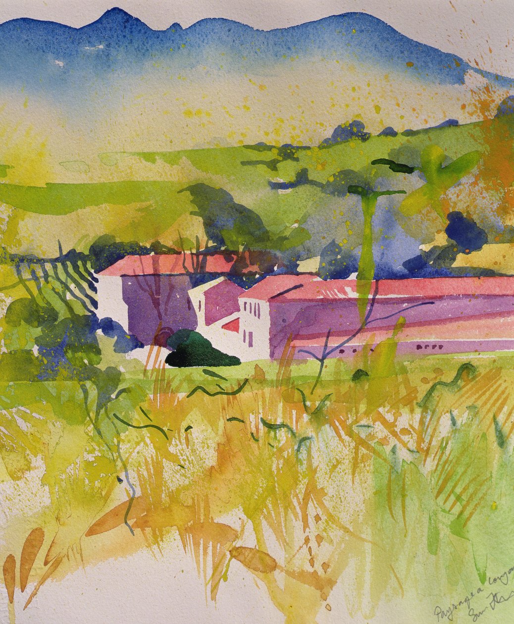 Paysage a Coujan, 2004 (aquarelle) - Simon Fletcher