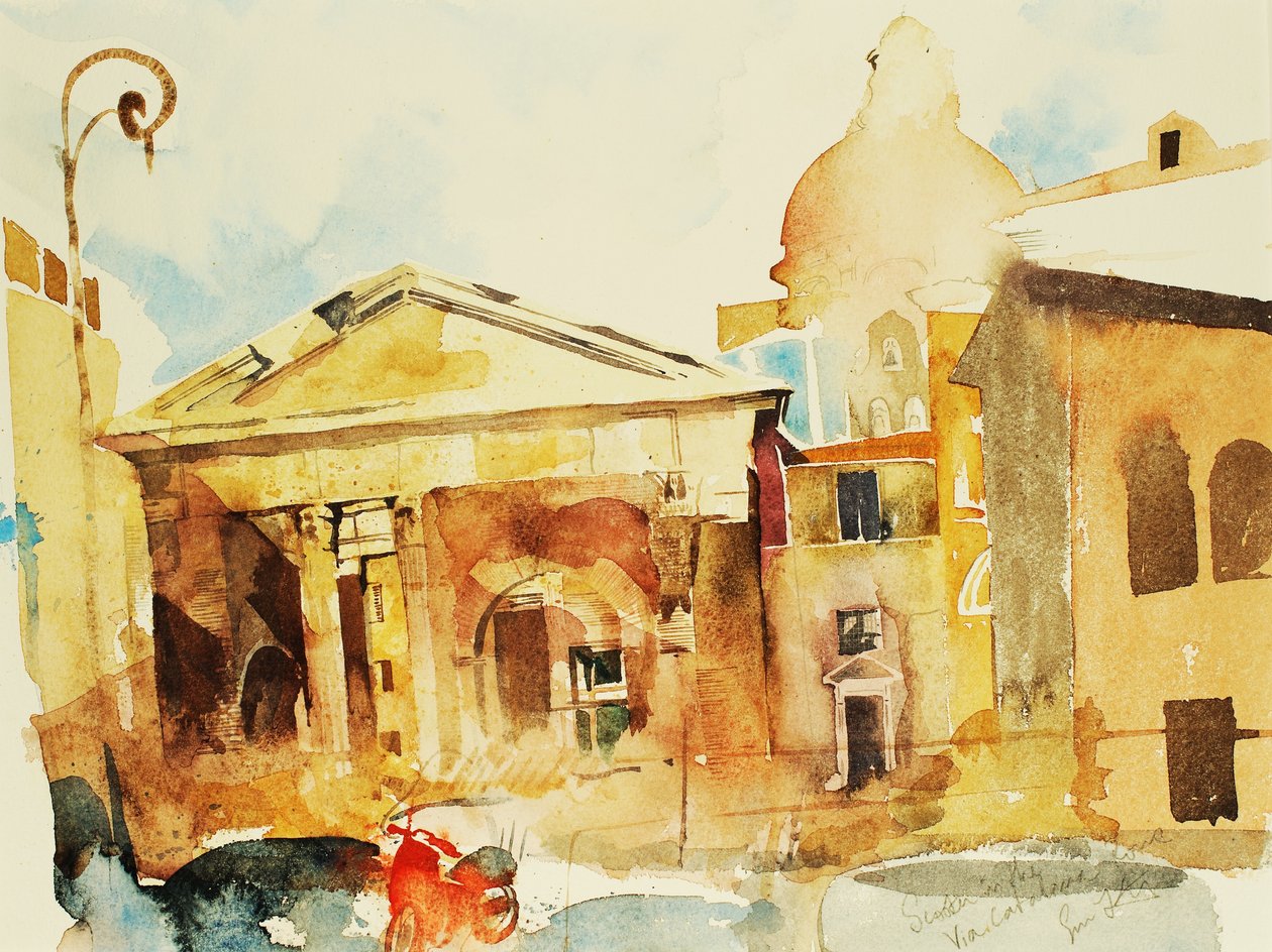 Scooter à Rome, 2005 (aquarelle) - Simon Fletcher