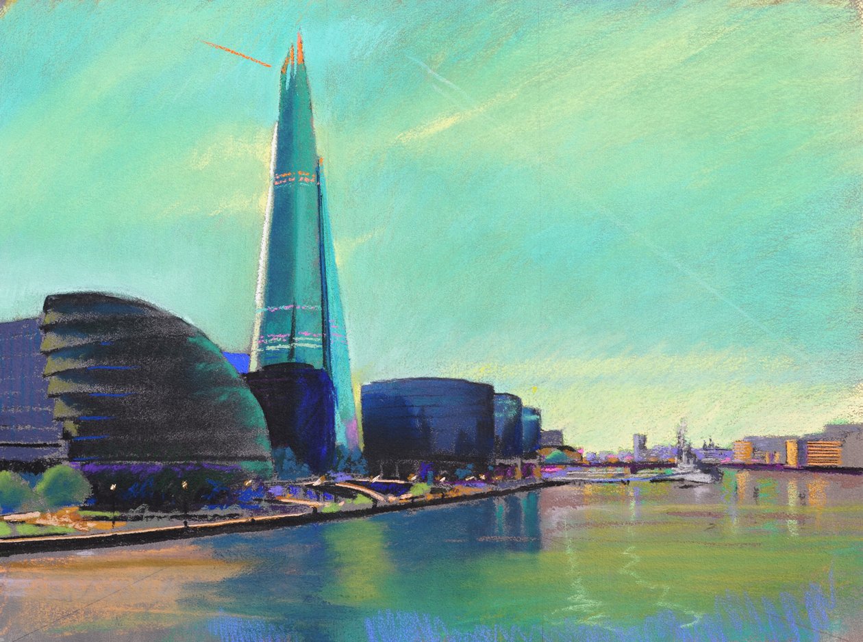 Le Shard depuis le Tower Bridge, 2015 (pastel) - Simon Fletcher