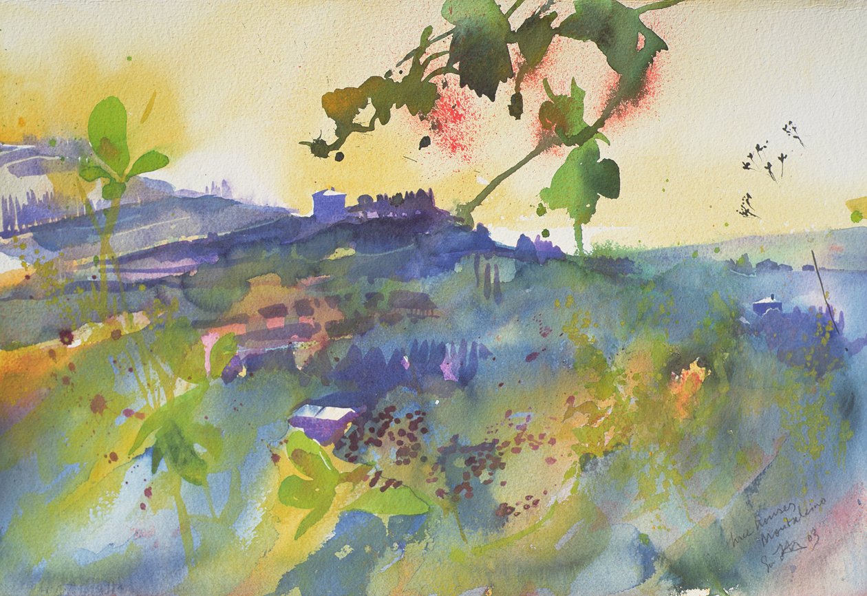 Trois maisons Montalcino, Italie, 2003 (aquarelle) - Simon Fletcher