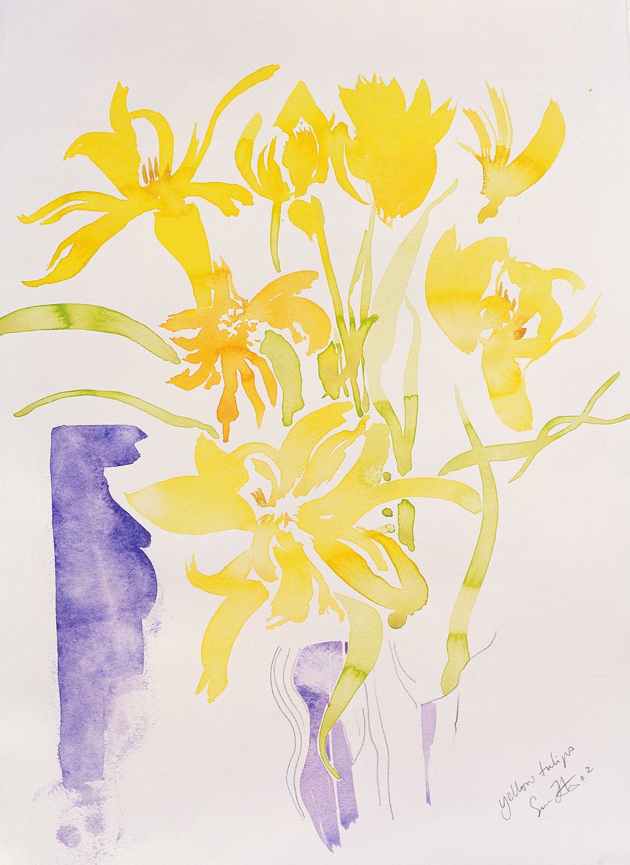 Tulipes jaunes, 2000 (aquarelle) - Simon Fletcher