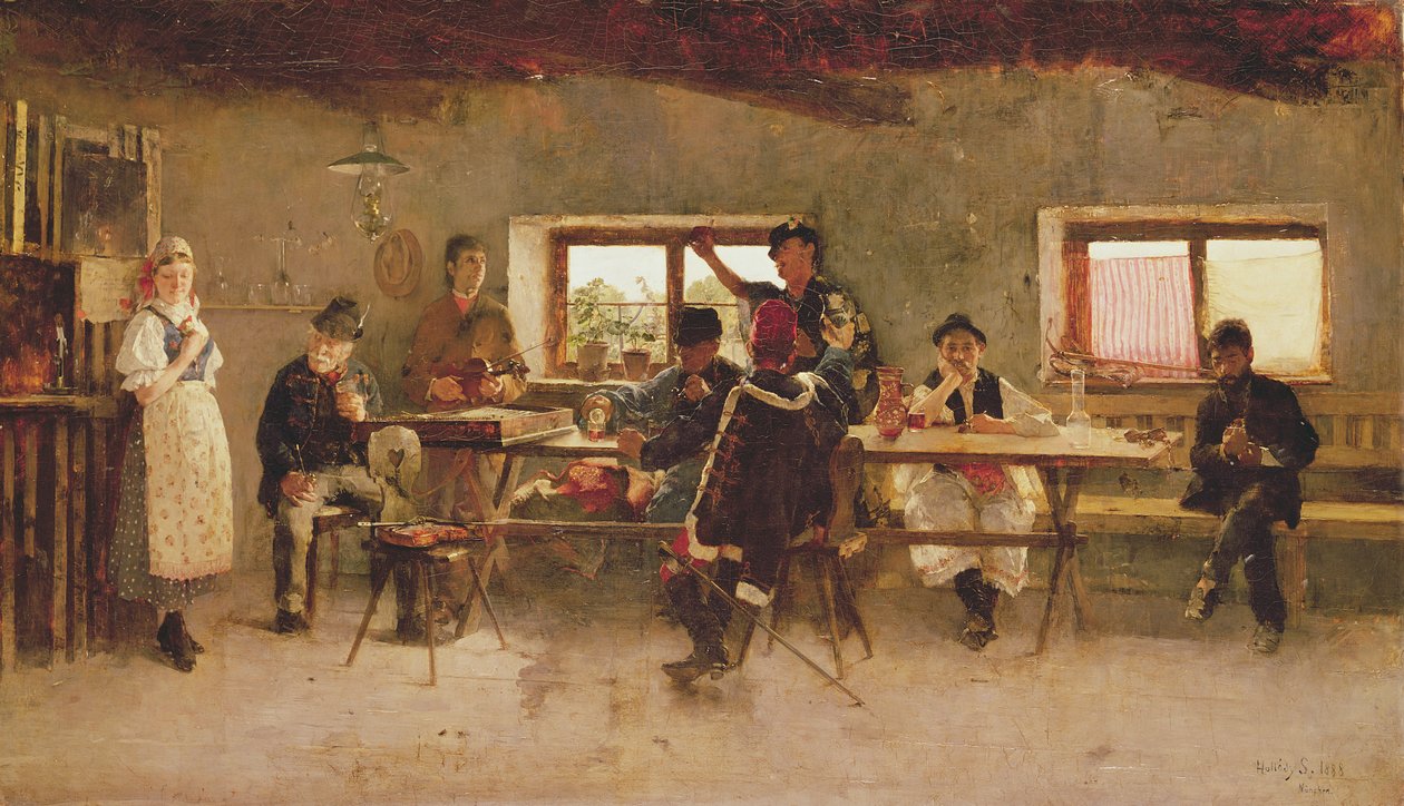 Fêtards dans un pub, 1888 - Simon Hollosy