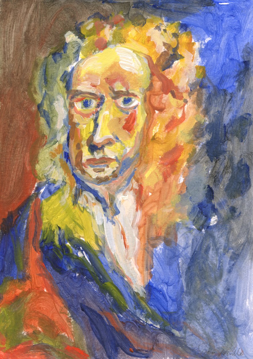 Sir Isaac Newton, 2023 (acrylique sur papier) - Simon Neville