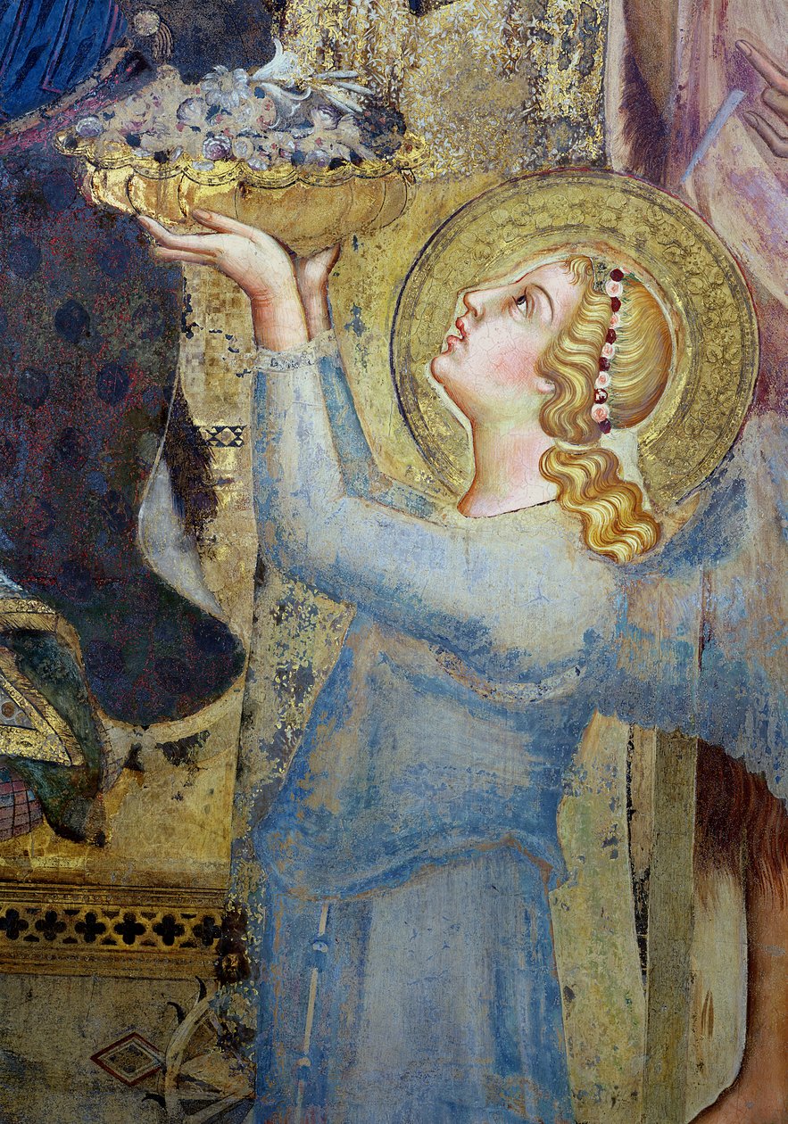 Maestà : Ange offrant des fleurs à la Vierge, 1315 (détail) - Simone Martini