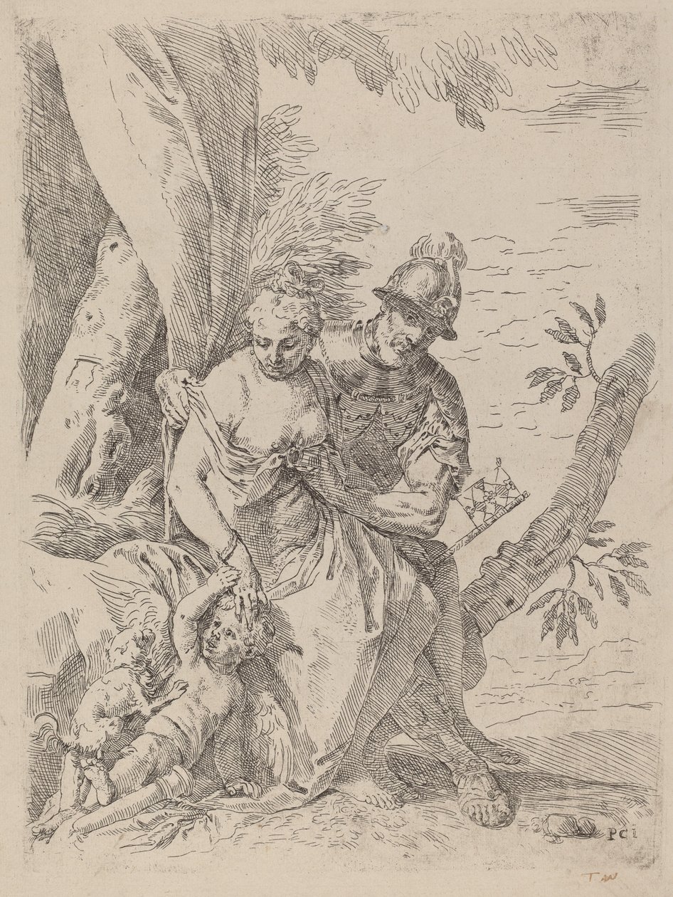Mars, Vénus et Cupidon - Simone Cantarini after Veronese
