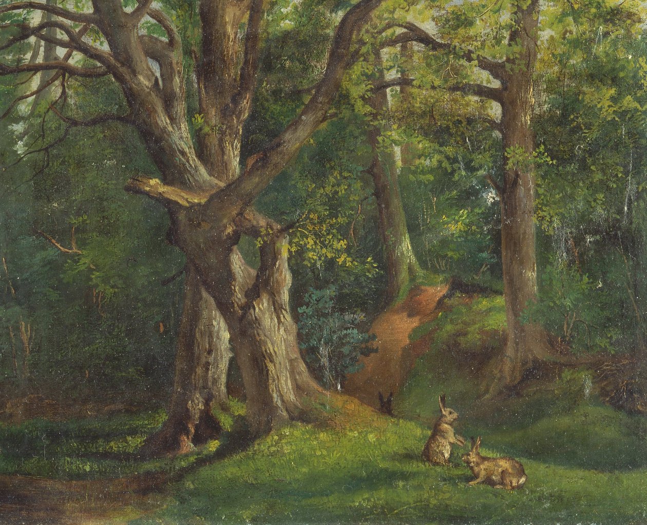 Scène boisée avec des lapins - Hubert von Herkomer