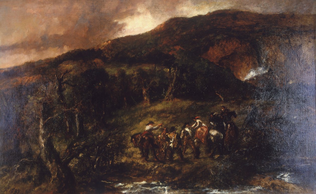 Paysage avec une partie de chasse - Sir John Gilbert