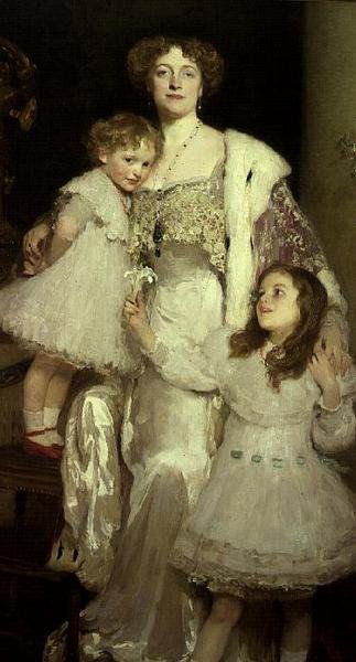 Portrait de Mme Alfred Mond, plus tard Lady Melchett, et ses deux filles, Mary et Nora - Solomon Joseph Solomon