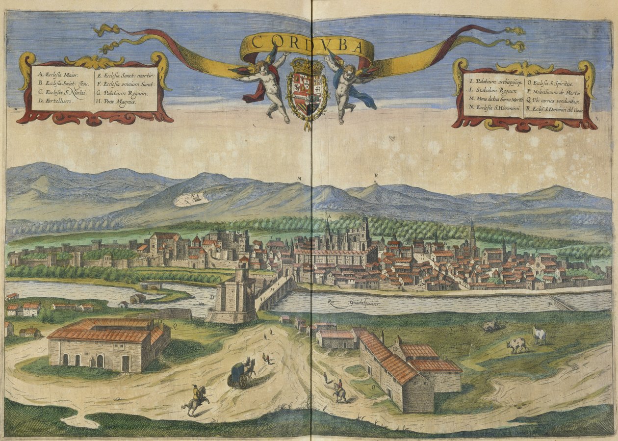 Vue de Cordoue (gravure en couleur) - Spanish School