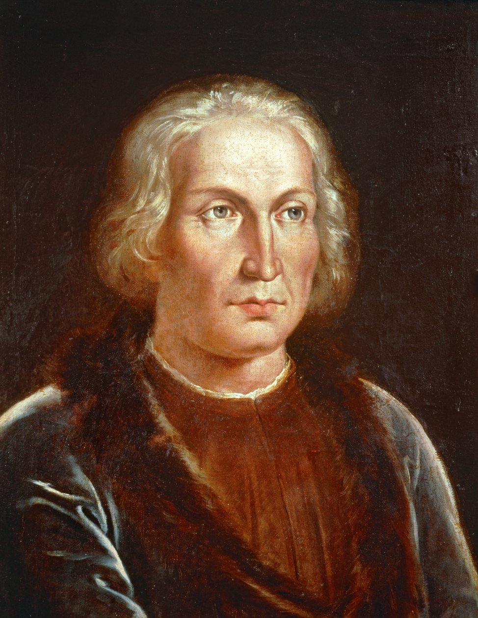 Christophe Colomb, découvreur ... (peinture sur toile) - Spanish School