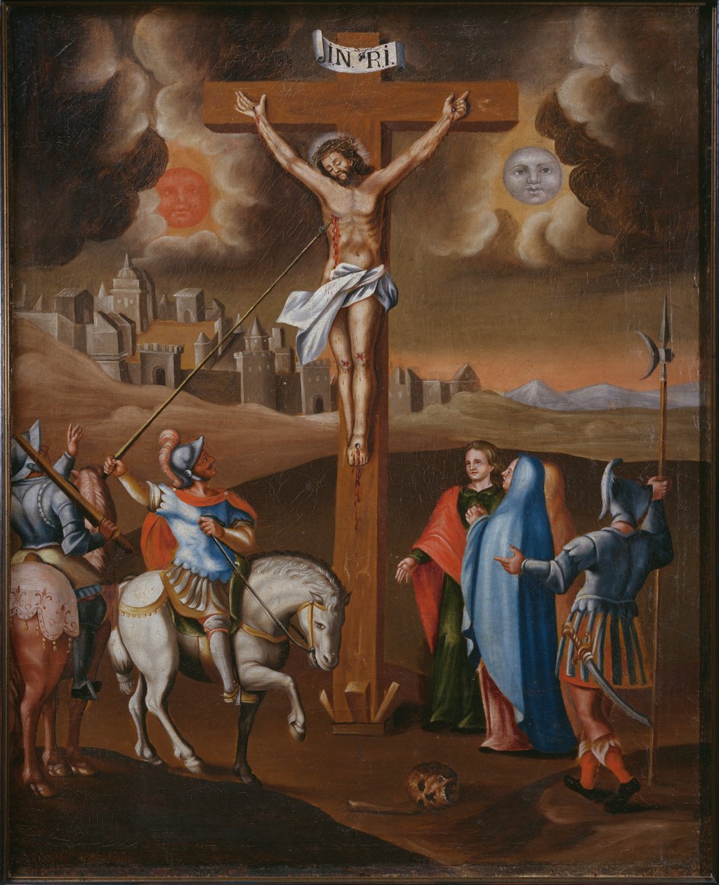 Crucifixion, la lance du centurion - Spanish School