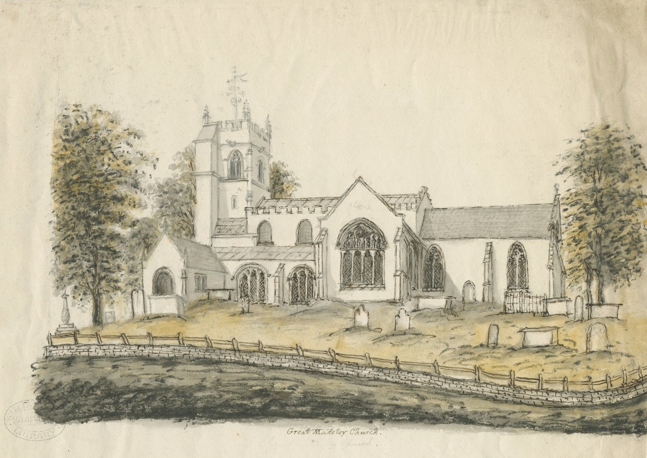 Église de Madeley : dessin à l