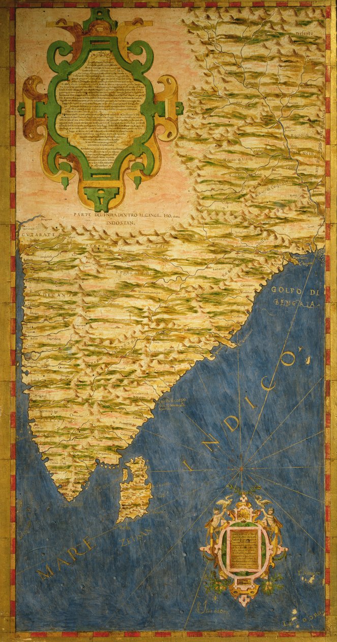 Carte de la péninsule indienne - Stefano Bonsignori