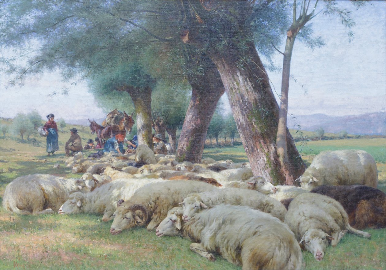 Moutons au repos, vers 1900 - Stefano Bruzzi