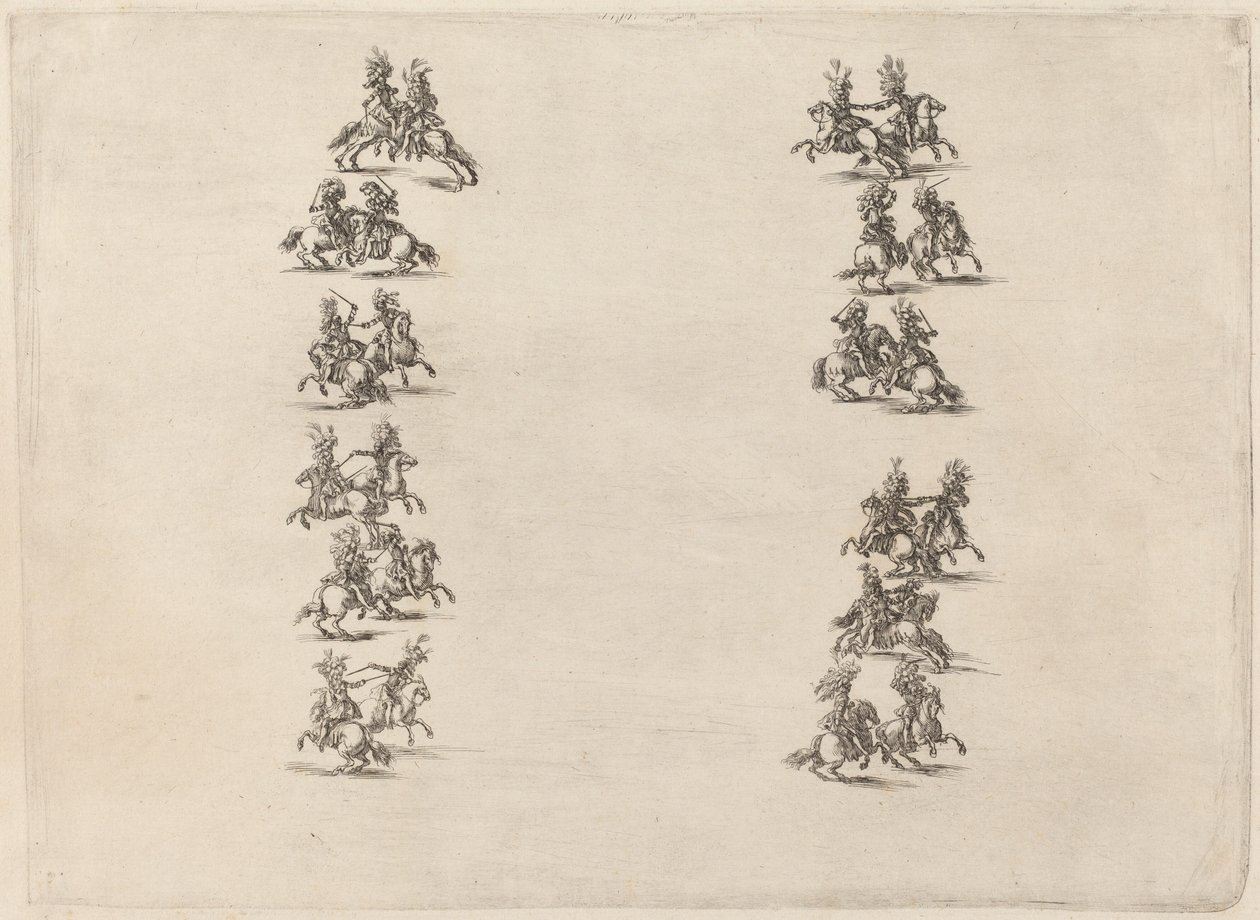 Cavaliers combattant en deux colonnes, 1652 - Stefano della Bella
