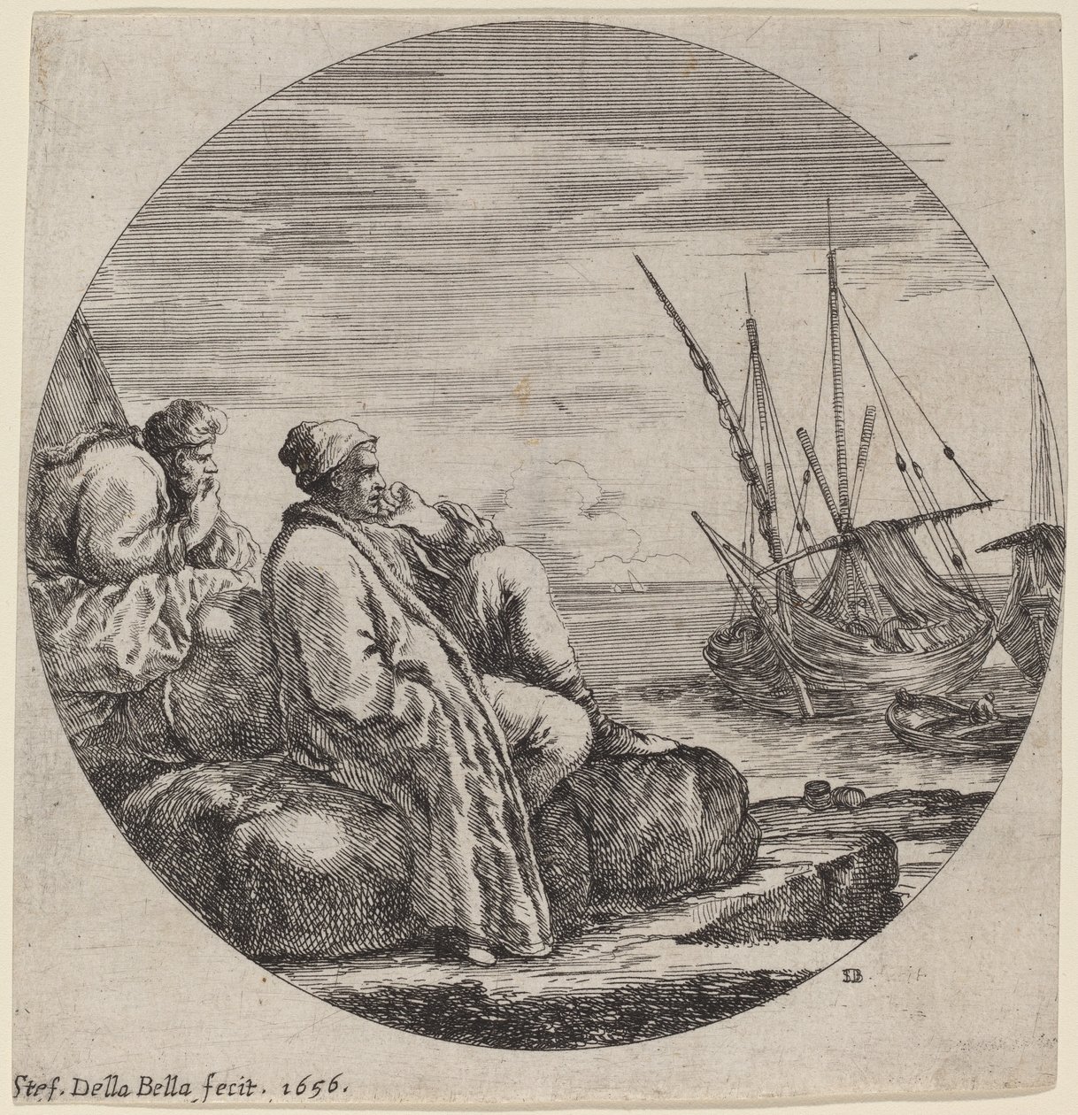 Port avec deux marchands turcs - Stefano della Bella