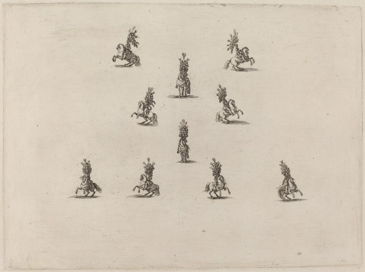 Dix cavaliers avec de grands casques à plumes - Stefano della Bella