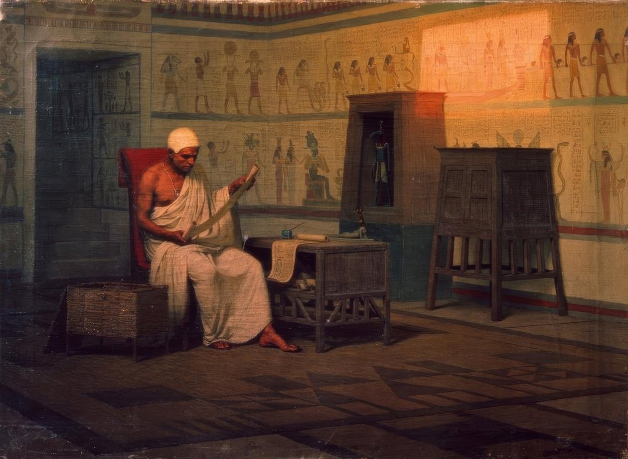 Prêtre égyptien lisant un papyrus - Stepan Wladislawowitsch Bakalowitsch