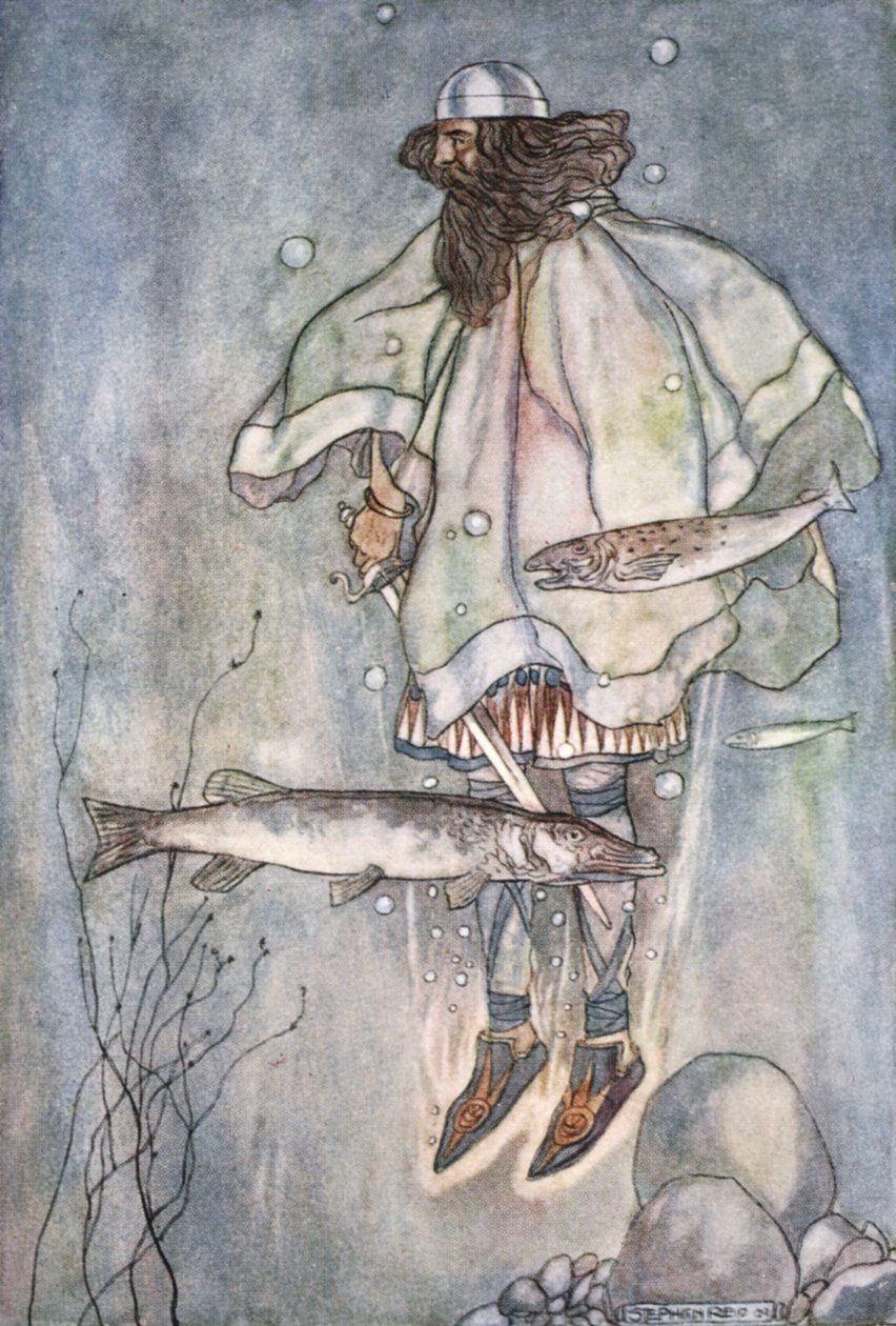 Fergus descend dans le lac, vers 1910 - Stephen Reid