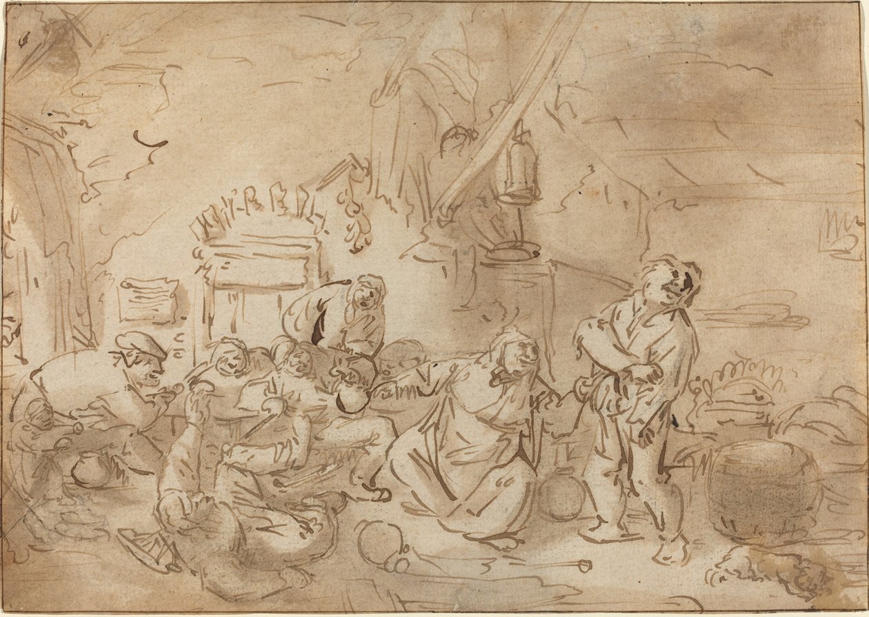 Rixe dans une auberge - Style of Adriaen van Ostade