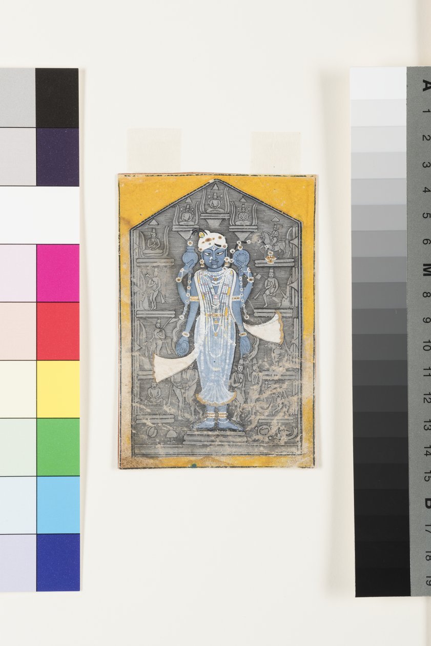Une image de Vishnu entourée de bas-reliefs de ses avatars, vers 1780 - Surdhaj Nanag Ram