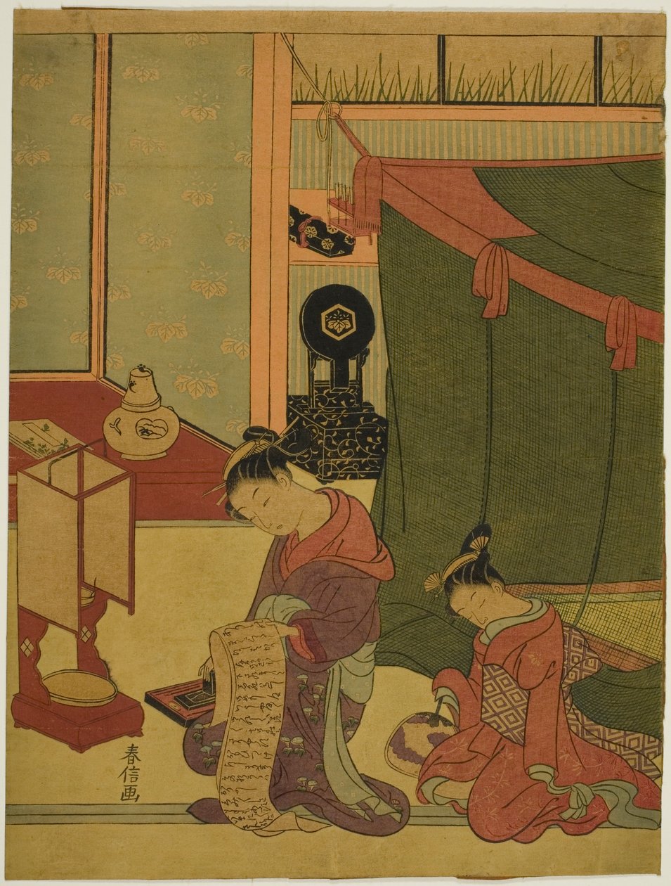 Courtisane et Son Attendant Endormi - Suzuki Harunobu