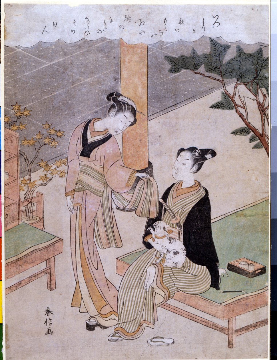 Courtisane Osen avec un client - Suzuki Harunobu