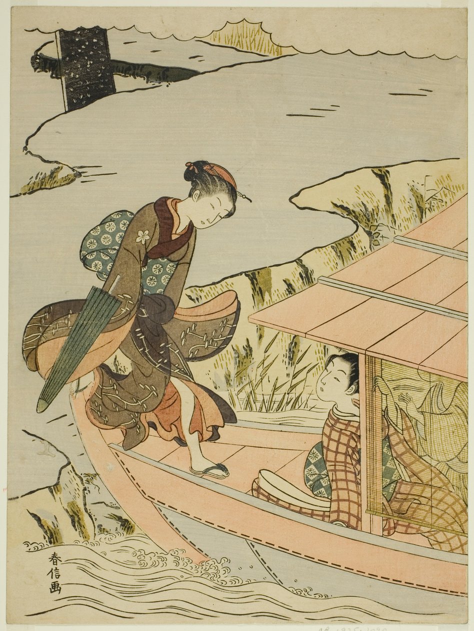 Fille montant à bord d