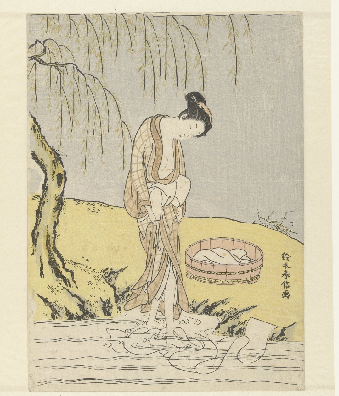 Femme lavant du linge - Suzuki Harunobu