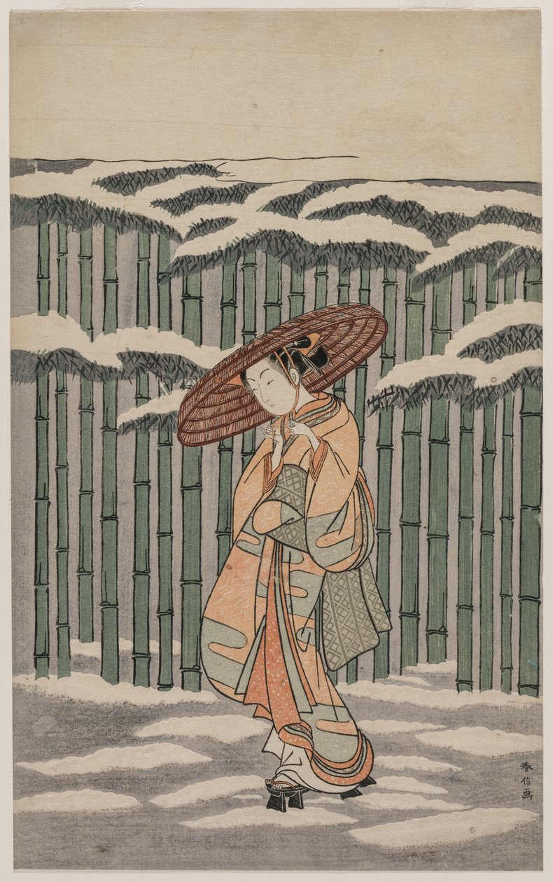 Passer le bosquet de bambous - Suzuki Harunobu