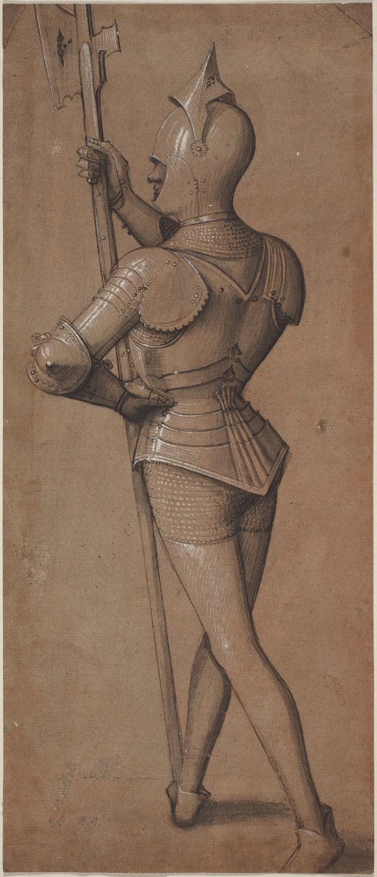 Chevalier en armure tenant une hallebarde - Swabian School
