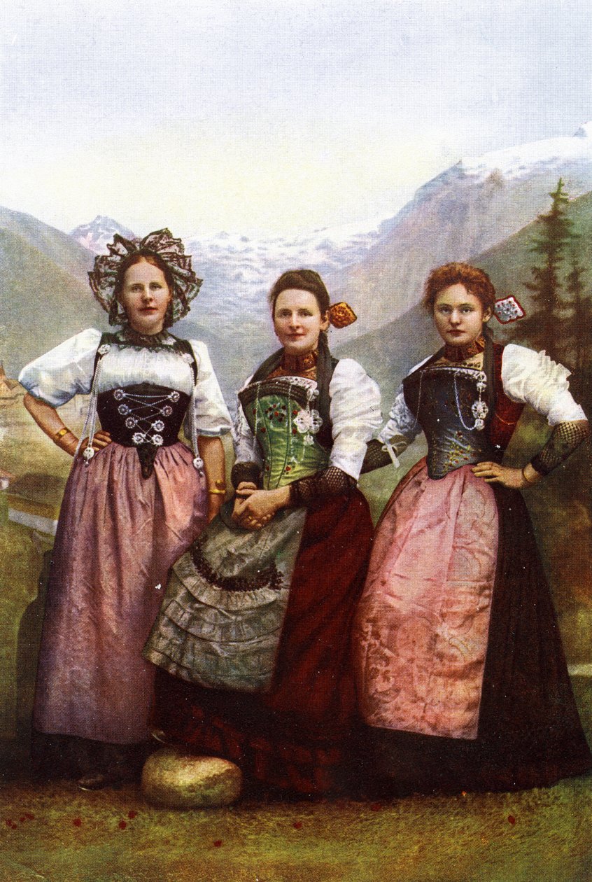 Trois filles suisses, fin du 19e siècle - Swiss Photographer