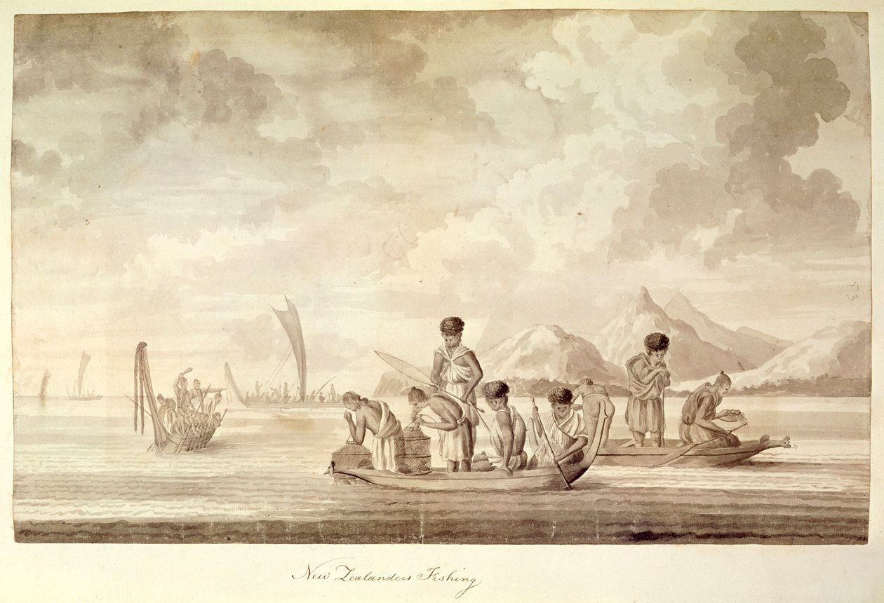 Néo-Zélandais pêchant, janvier 1770 - Sydney Parkinson