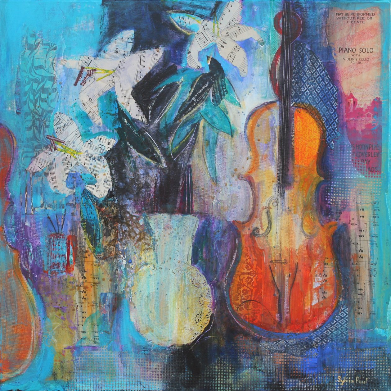 Trio 2014 collage acrylique sur papier - Sylvia Paul