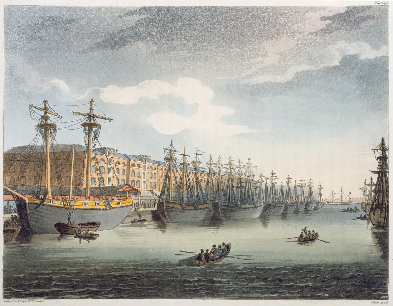 West India Docks, 1809 - Pugin and Rowlandson