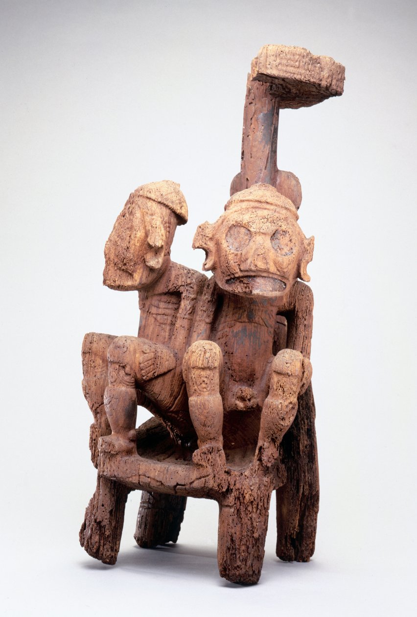 Zemi avec figures jumelles (bois) - Taino Culture