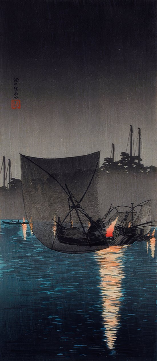 Île de Tsukuda, Filets de Pêche la Nuit - Takahashi Hiroaki