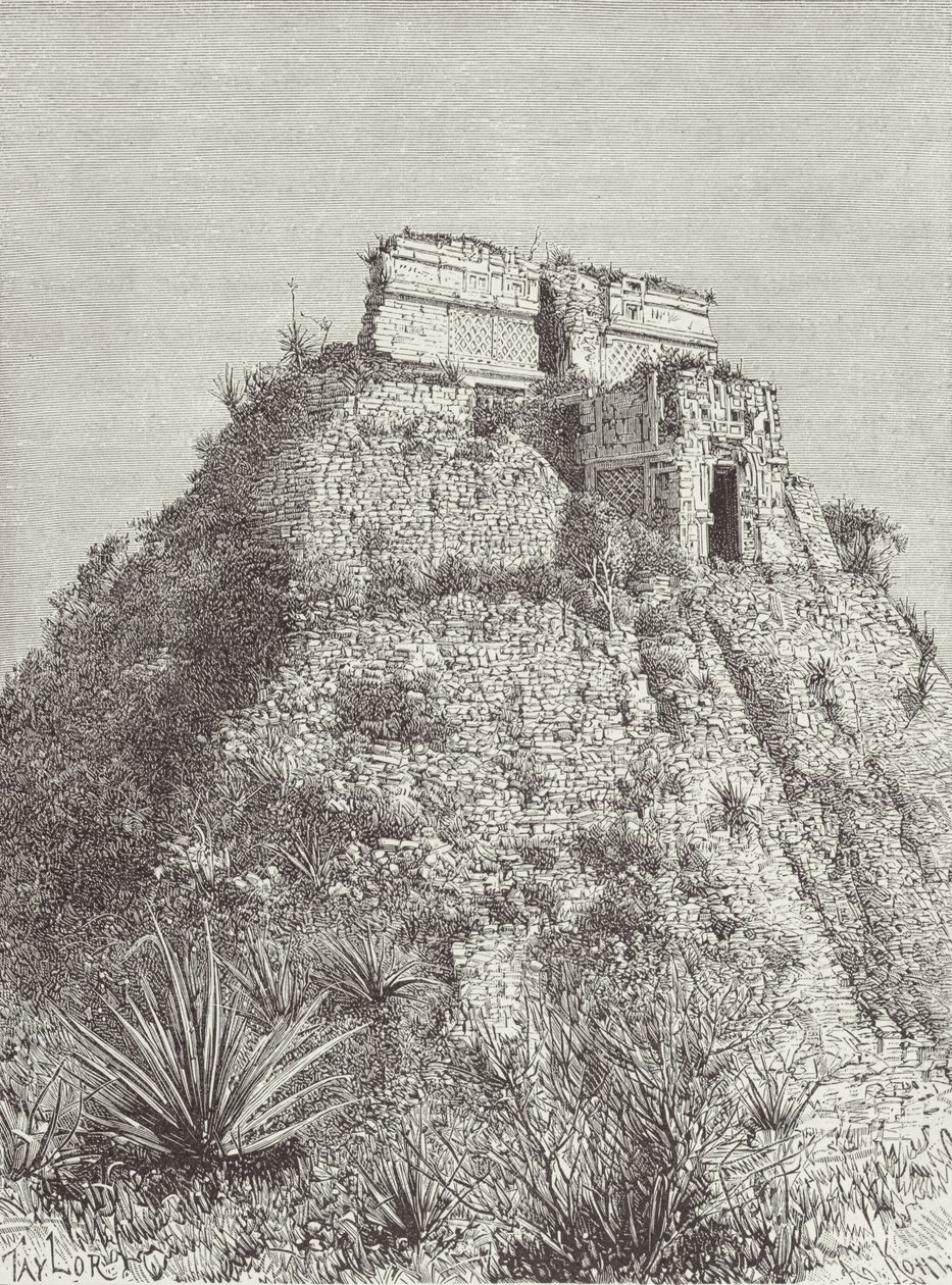 La maison des nains à Uxmal, des anciennes cités du Nouveau Monde, par Claude-Joseph-Désiré Charnay, gravé par A. Kohl, pub. 1887 - Taylor after Taylor after