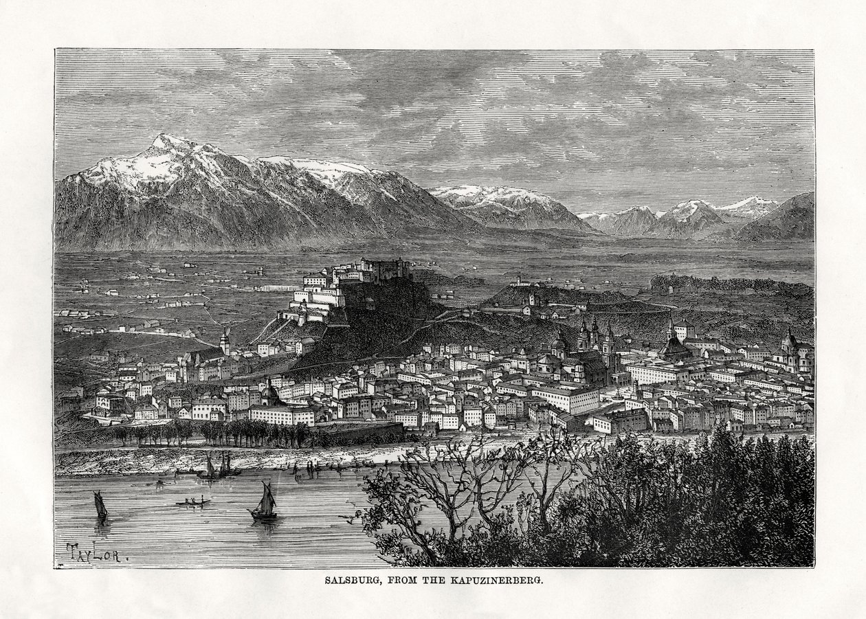 Salzbourg, depuis le Kapuzinerberg, Autriche, 19e siècle - Taylor