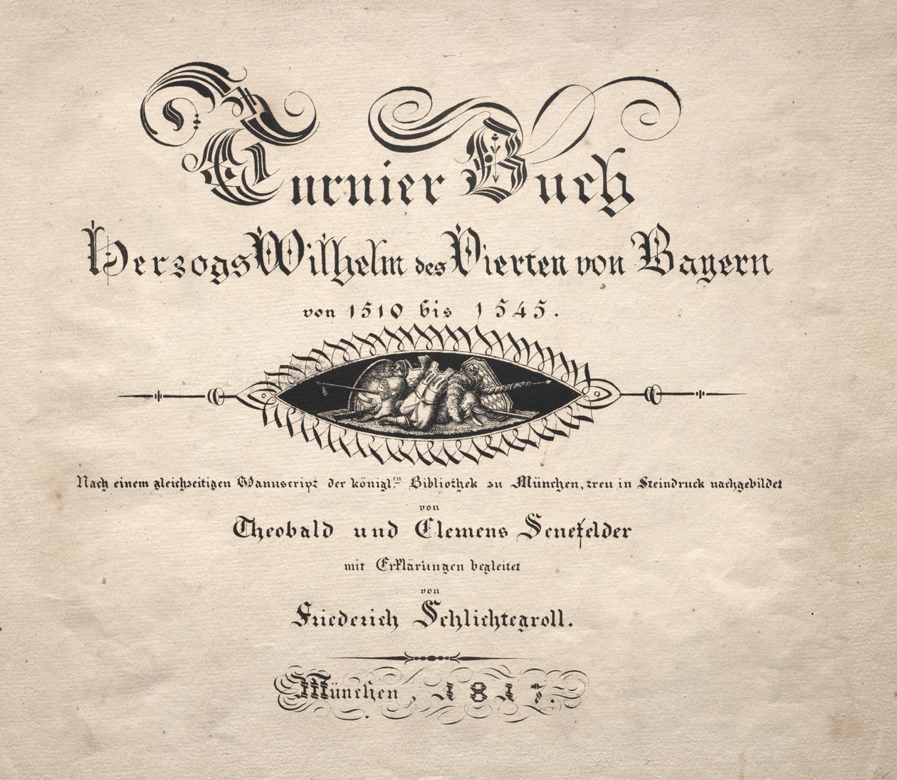 Livre sur les tournois : Page de titre, 1817 - Theobald Senefelder