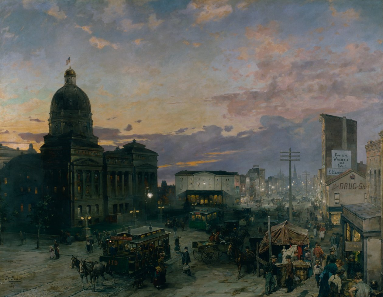 Rue Washington, Indianapolis au Crépuscule - Theodor Groll