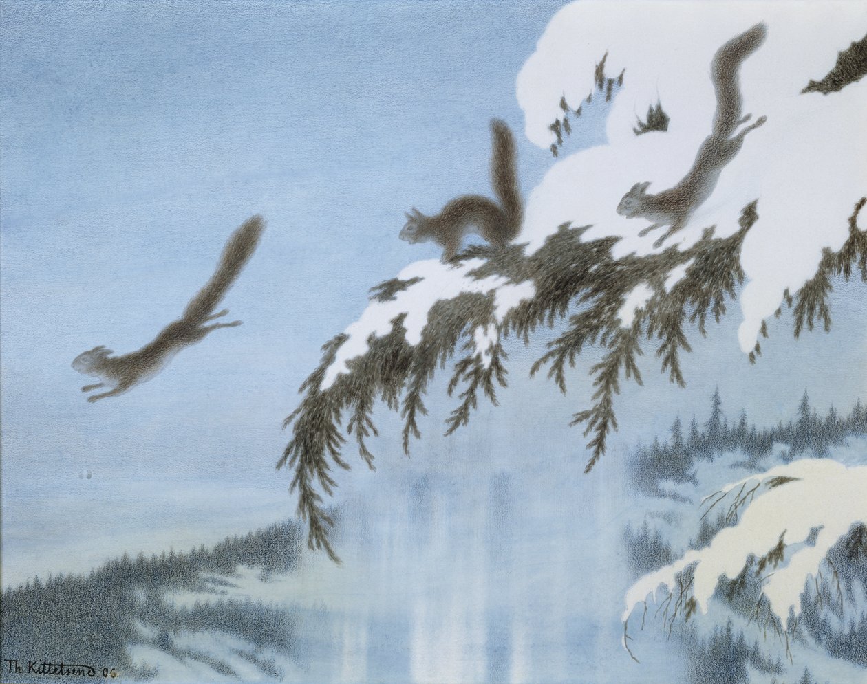 Écureuil en vol - Theodor Kittelsen