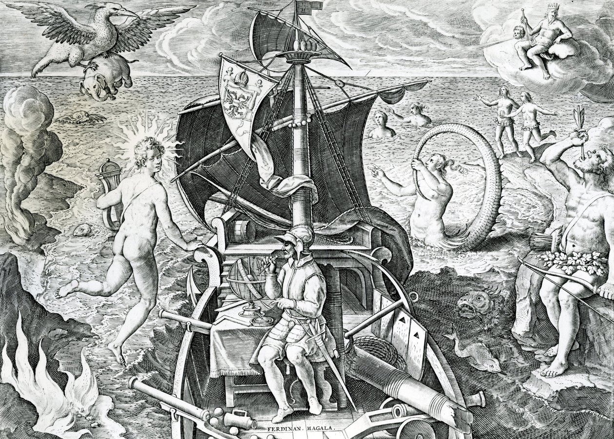 Allégorie sur les voyages de Ferdinand Magellan (1480-1521), par Theodor de Bry (1528-1598), 16ème siècle - Theodore de Bry