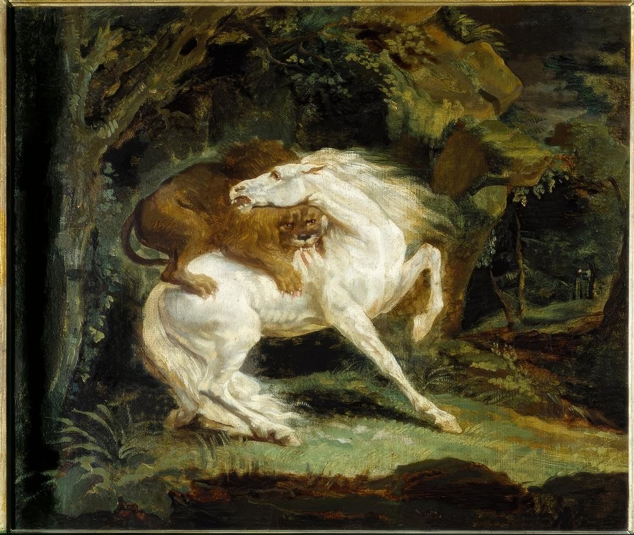 Cheval attaqué par un lion - Theodore Gericault