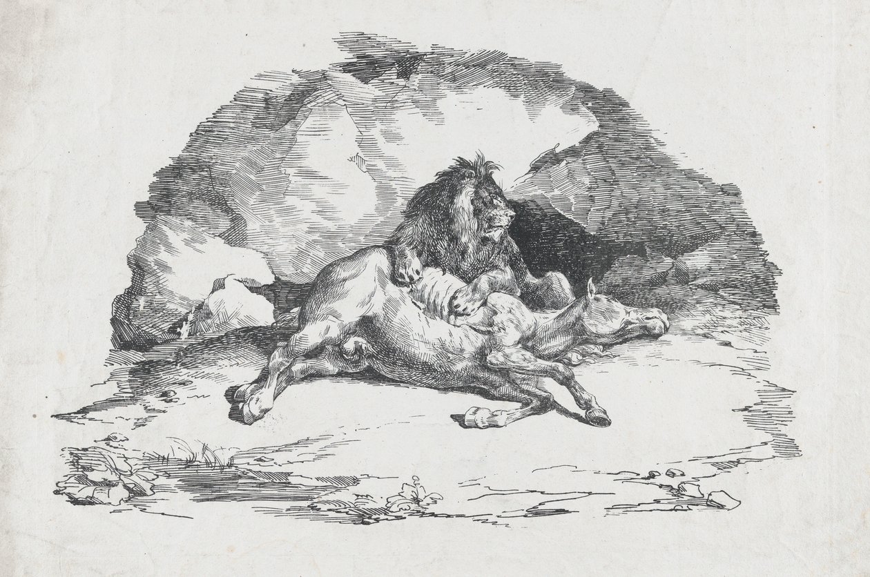 Lion dévorant un cheval, 1818 - Theodore Gericault