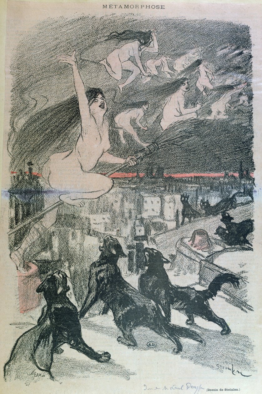 Métamorphose - chats noirs se transformant en sorcières, fin du 19e siècle - Théophile Alexandre Steinlen